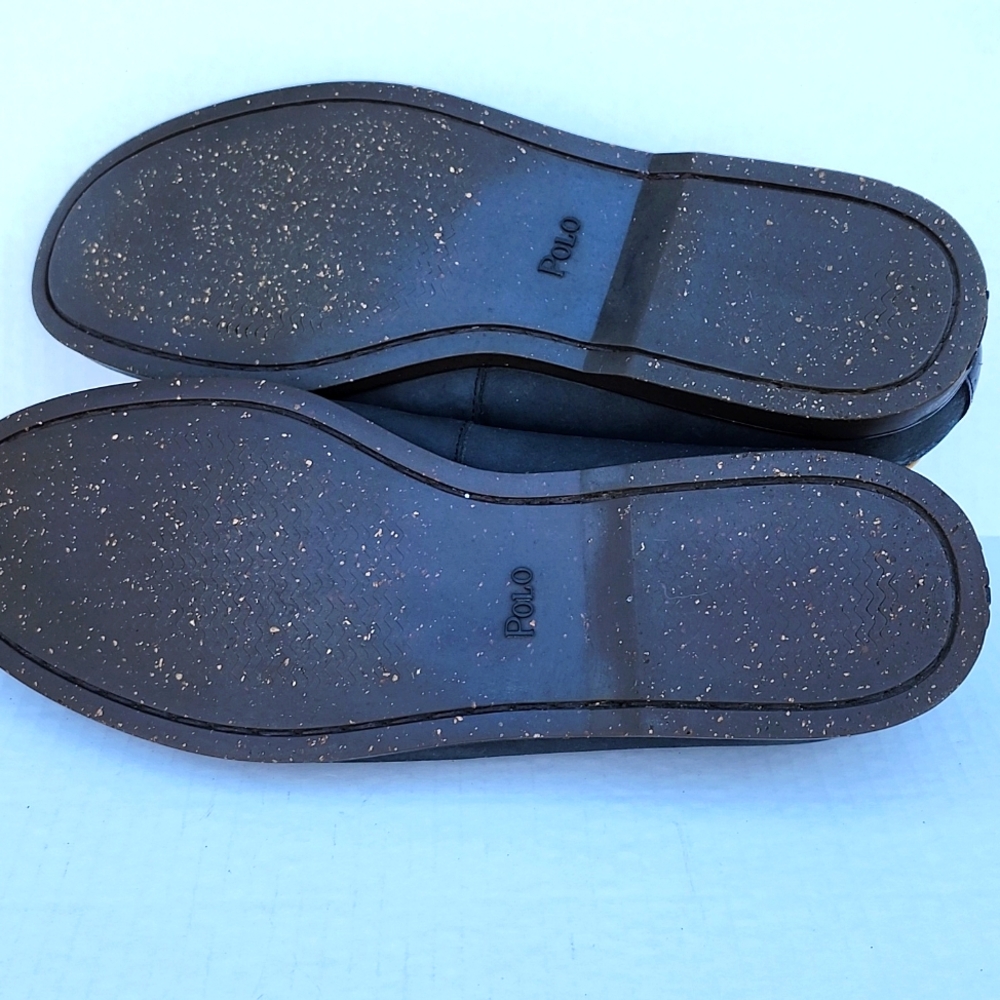 EUC POLO RALPH LAUREN MEN'S BLACKLY NAVY LEATHER LOAFERS - Picture 5 of 9